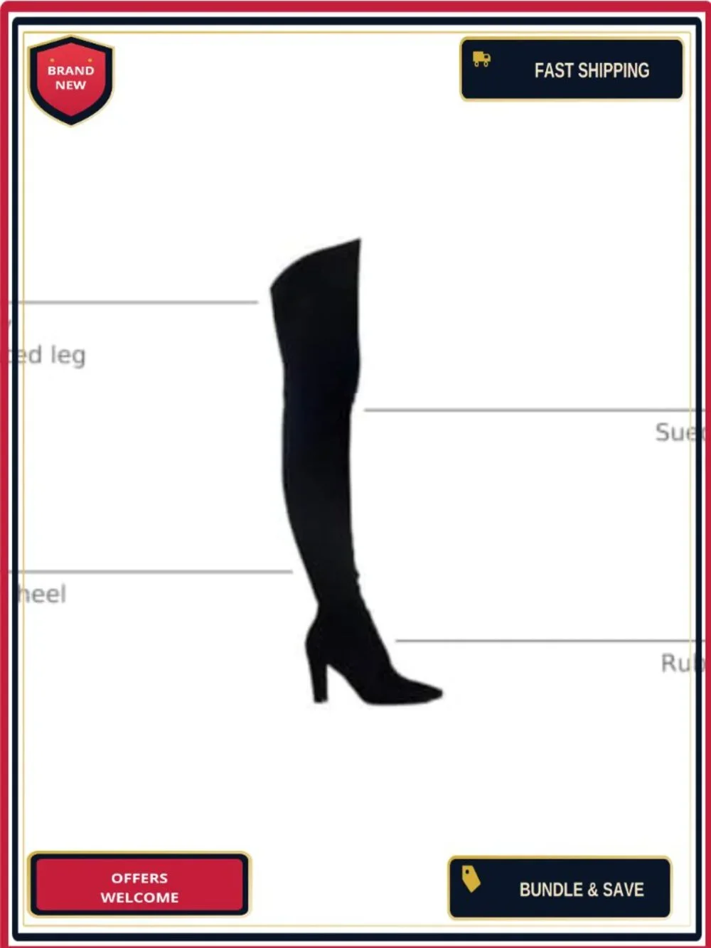 Stretch Suede Chunky Heel Over The Knee Boots Thigh High